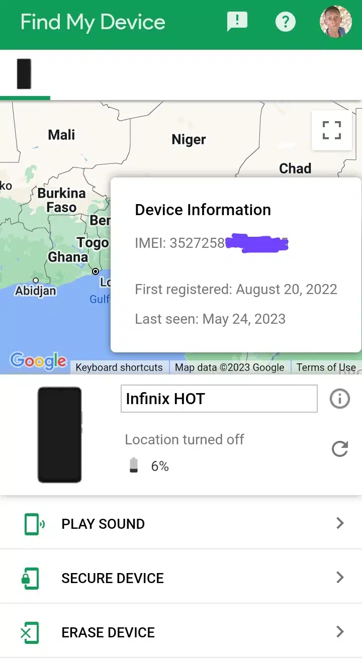 How to check IMEI through Google Find My Device 